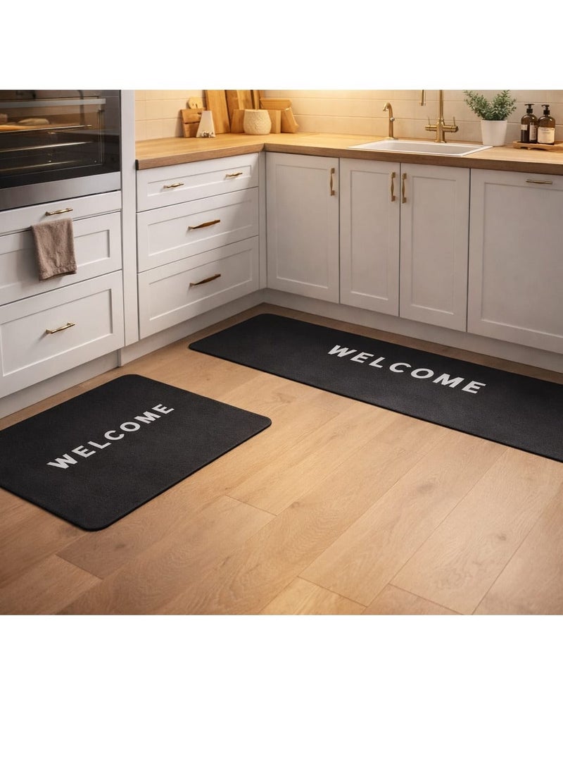Modern Room Mat Set with Color Block Design and Welcome Home Motif for Kitchen and Hallway - Image 2
